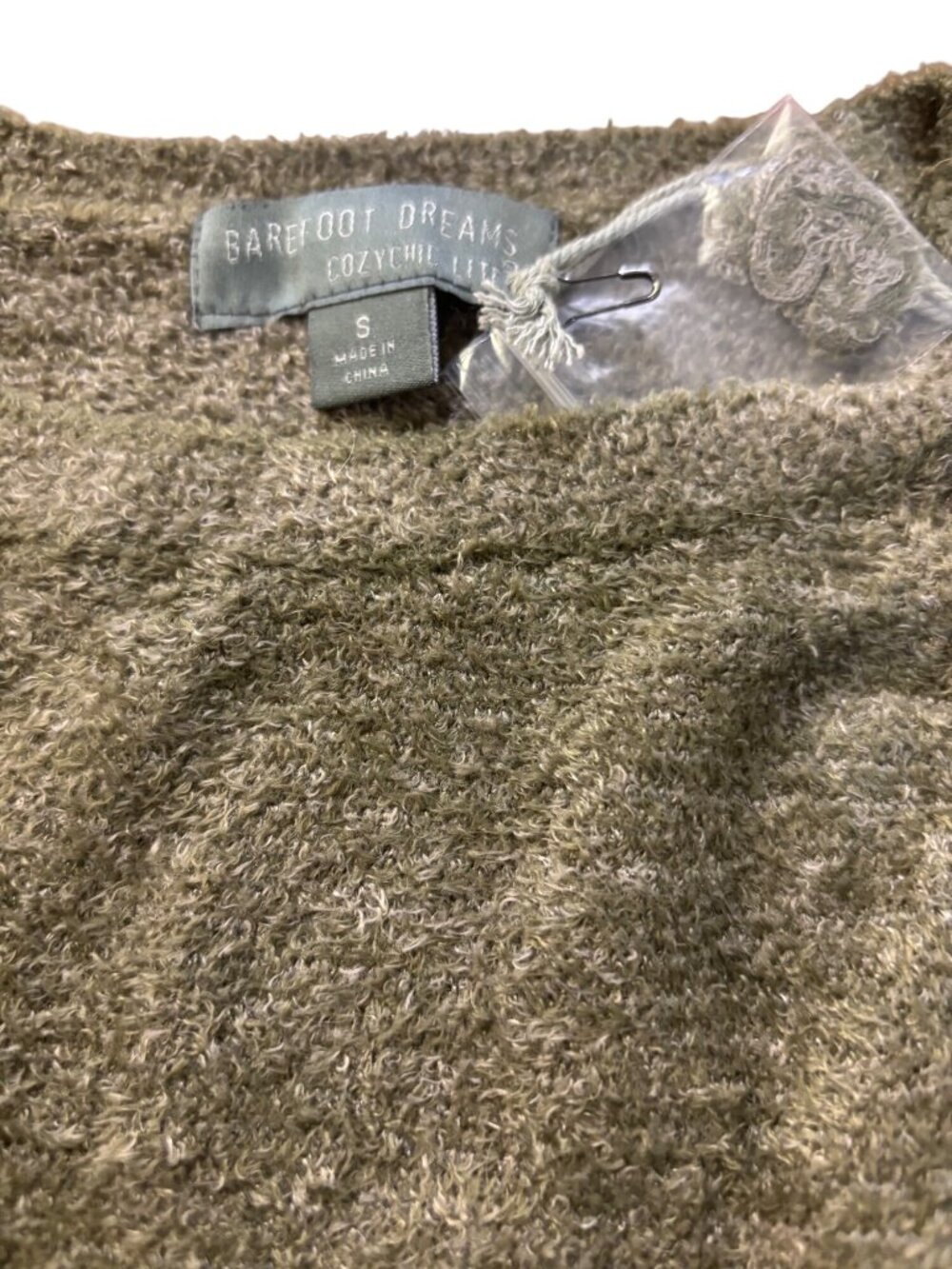 Barefoot Dreams CozyChic Lite Sweater S Olive Green Relaxed Fit - Picture 2 of 4